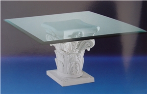Exterior Table Set, Bench, Beijing White Marble Table Set