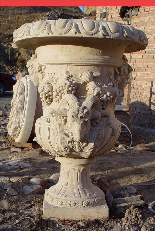 Flowerpot, White Marble Pot