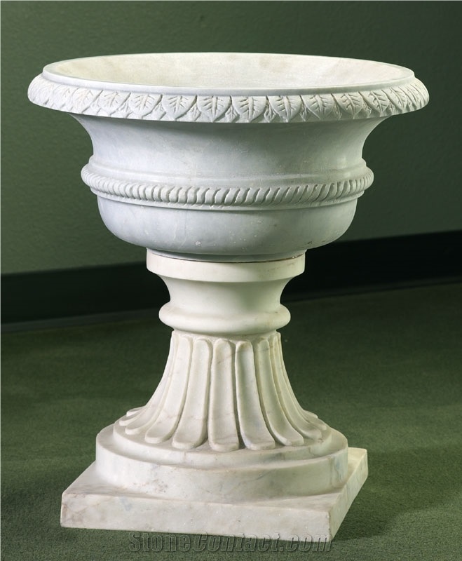 Garden Vases Flower Pot, White Marble Pot