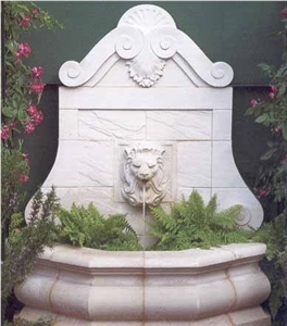 White Limestone Wall Fountain