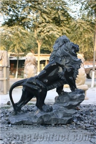 Lion Statue Marble Lion, Black Marble Statue