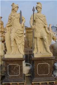 Roman Soldier Sculpure, White Marble Sculpture, Statue