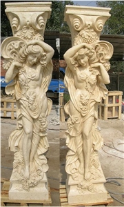 Sculpture Figure Sculpture Statue, Hy Yellow Limestone Sculpture