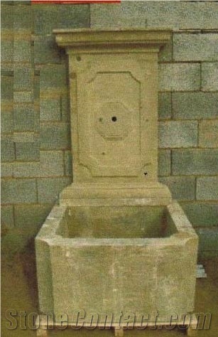 Beige Limestone Wall Mounted Fountain