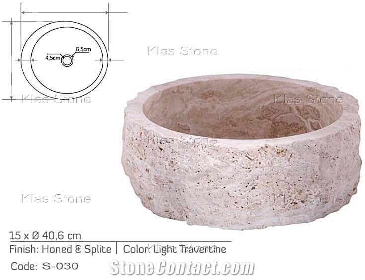 Stone Sink, Light Beige Travertine