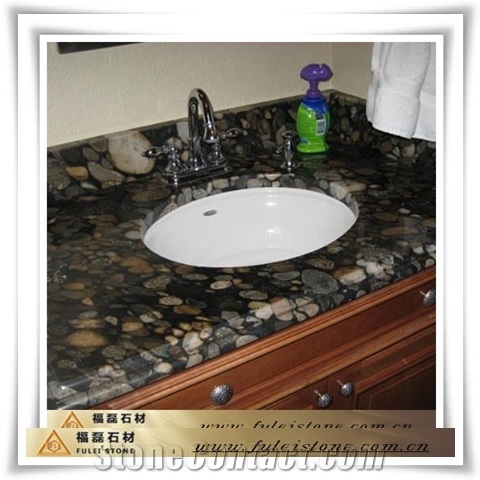 Black Mosaic Vanity Top Marinace Gold Black Granite Bath