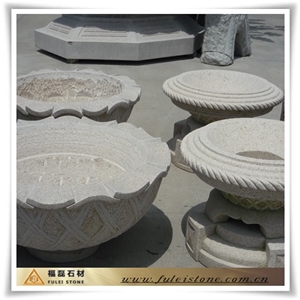 Granite Flower Pot, Flower Pot Yellow Granite