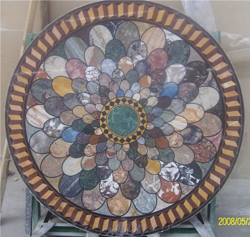Polychrome Granite Mosaic Medallion