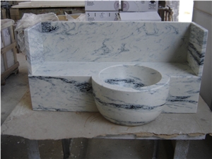 Cipollino Cremo Tirreno Marble Basin, White Marble