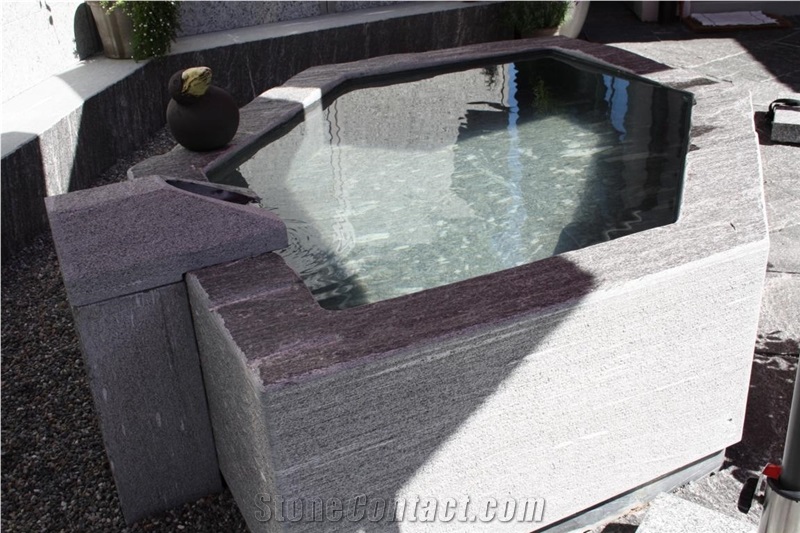 Iragna Tessiner Granit Fountain, Sarizzo Iragna Grey Granite