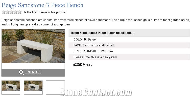 Wattscliffe Beige Sandstone 3 Piece Bench