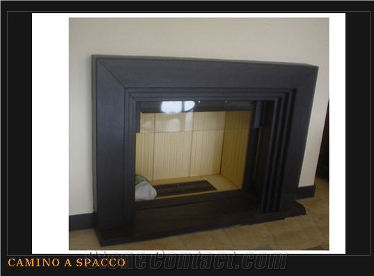 Ardesia Fontanabuona Fireplace, Black Slate Fireplace