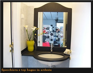 Bath Vanity Top in Ardesia Fontanabuona, Black Slate Vanity Top