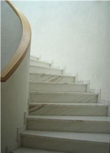 Bianco Carrara Venato Staircase, White Marble Staircase