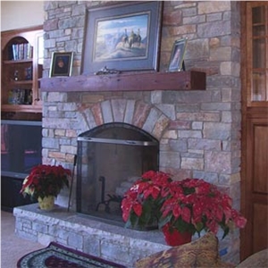 Natural Stone Veneer Fireplace Surround, Oakley Quartzite