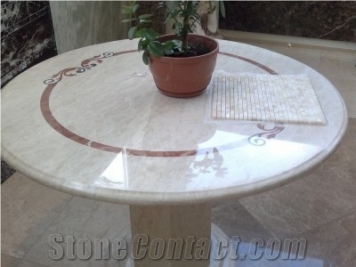 Beige Marble Table Top, Botticino ,Castello Semiclassico Beige Marble