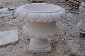 China White Sandstone Flower Pot