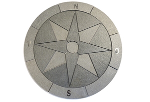 Compass Rose Floor Medallion, Loppa Grey Quartzite