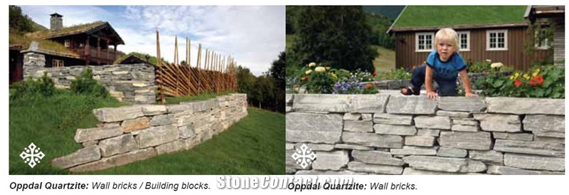 Oppdal Golan Quartzite Wall Bricks, Building Block, Oppdal Furunes Grey Quartzite