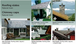 Quartzite Roofing Tiles, Pillarguri Rust ,Otta ,Alta Grey Quartzite