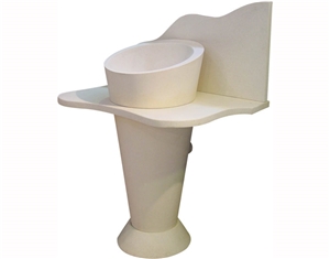 Beige Marble Pedestal Basin