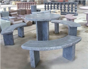 Blue Limestone Bench & Table