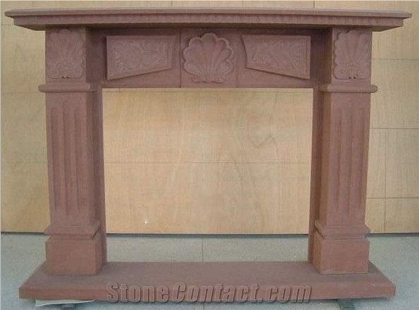 China Red Sandstone Fireplace