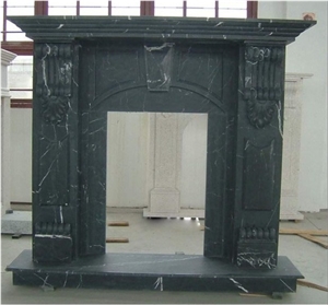 Nero Marquina Marble Fireplace