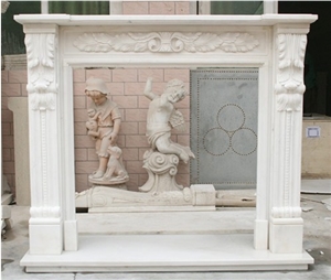 White Carved Marble Fireplace