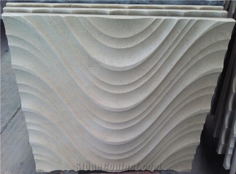 3D Marble Decorative Wall Panels, White Limestone Wall Panels