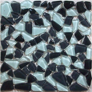 Black White Irregular Glass Mosaic Tile
