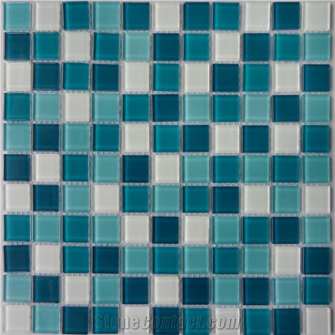 Blue White Glass Mosaic Tiles