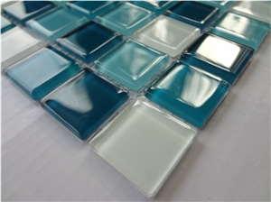 Blue White Glass Mosaic Tiles