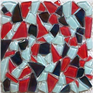 Cheap Red Irregular Crystal Glass Mosaic