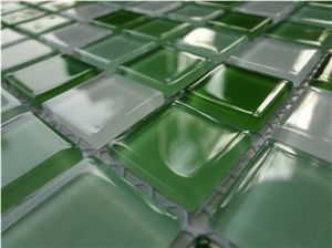 Green White Glass Mosaic Tile