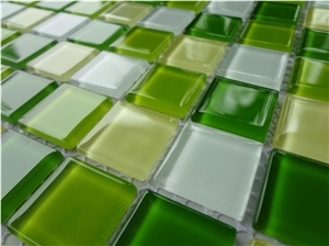 Green Yellow Glass Tile Mosaic Pattern