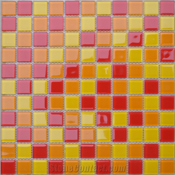 Red Yellow Glass Tile Mosaic
