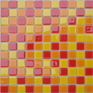 Red Yellow Glass Tile Mosaic