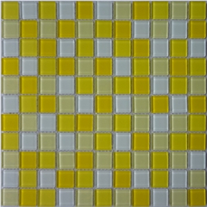 White Yellow Crystal Glass Mosaic Tile