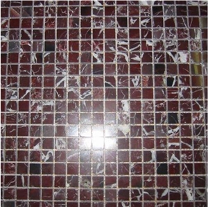 Cheap Rosso Levanto Marble Mosaic Tiles, Red Marble Mosaic