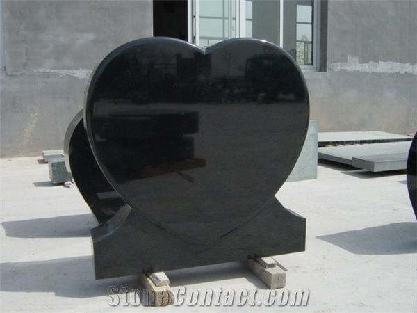 China Black Heart Shaped Headstone, Black Granite Headstone