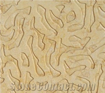 Nature 3D Carving Feature Stone Relief, Beige Marble Relief