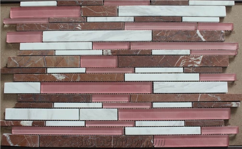 Rosso Levante,Volakas Stone Glass Mosaic Pattern