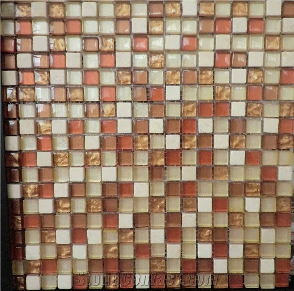 Rosso Levante,Volakas Stone Glass Mosaic Pattern
