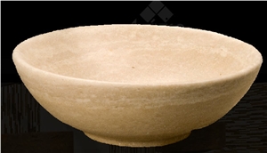 Chaperra Cream Travertine Bowl, Beige Travertine Bowl