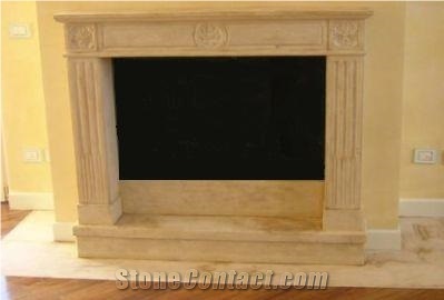 Rocherons Dore Fireplace, Beige Limestone Fireplace