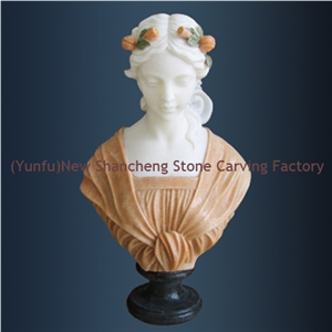 Stone/Marble Bust Carving Head Statue, White Marble Head Statue