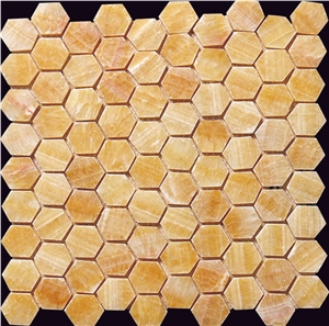 Honey Onyx 2X2 Hexagon Mosaic, Yellow Onyx Hexagon Mosaic