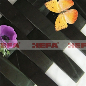 3D Black Wall Tile XMD001I, Ink Jade Black Marble Mosaic