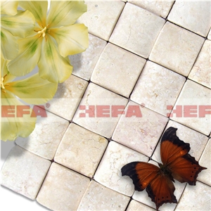 Beige Mosaic Bathroom Floor Tiles-XMD003PS, Perlato Svevo Beige Marble Mosaic